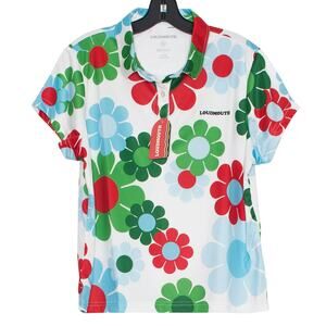 NWT Loudmouth Crop Polo Top Floral Golf Cottage Retro 70s Bold Resort Preppy XL